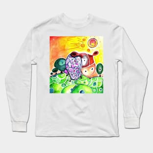 Cute Sheep in Jungle Watercolor Illustration Long Sleeve T-Shirt